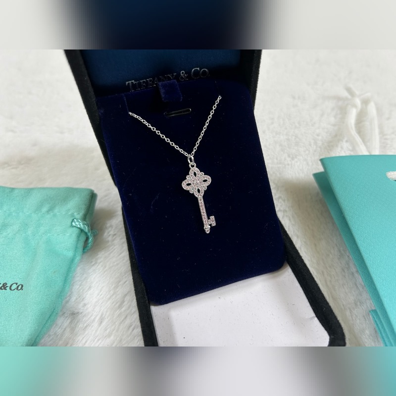 蒂芙尼 Tiffany 小號鑰匙粉鑽項鍊 黃金色 玫瑰金色 銀色 長度：40+5