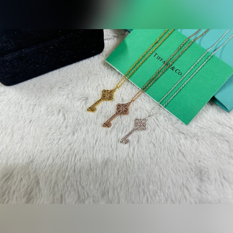 蒂芙尼 Tiffany 小號鑰匙粉鑽項鍊 黃金色 玫瑰金色 銀色 長度：40+5