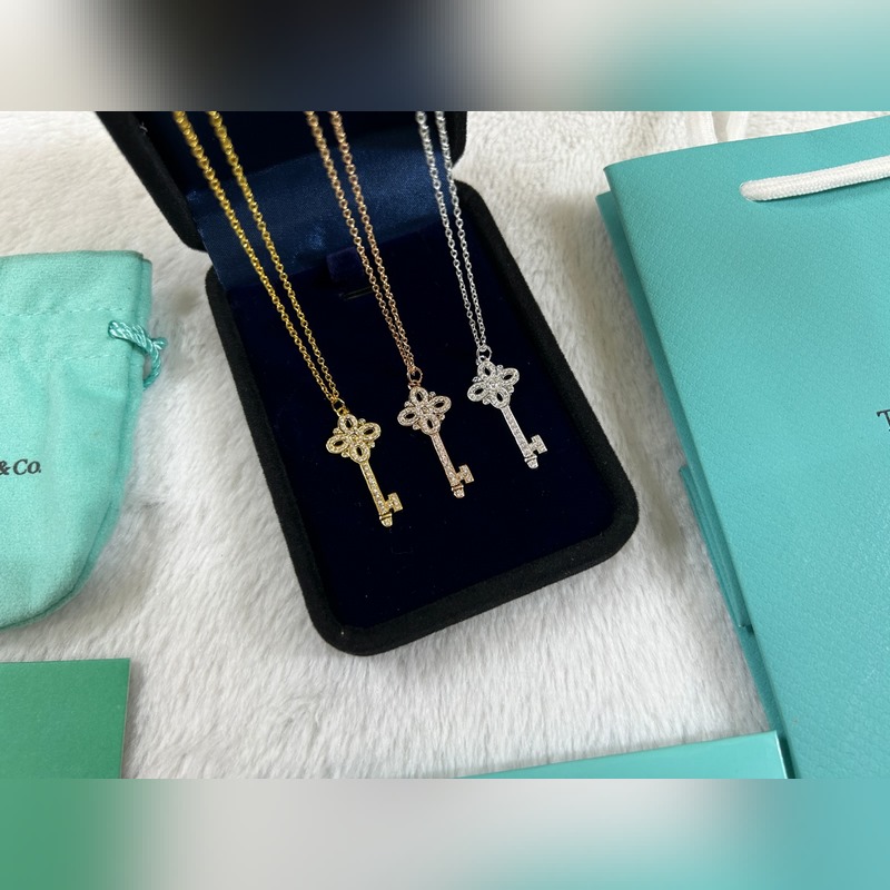 蒂芙尼 Tiffany 小號鑰匙白鑽項鍊 黃金色 玫瑰金色 銀色 長度：40+5