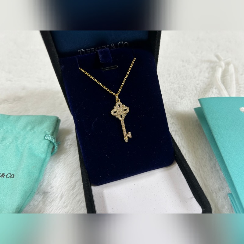 蒂芙尼 Tiffany 小號鑰匙白鑽項鍊 黃金色 玫瑰金色 銀色 長度：40+5