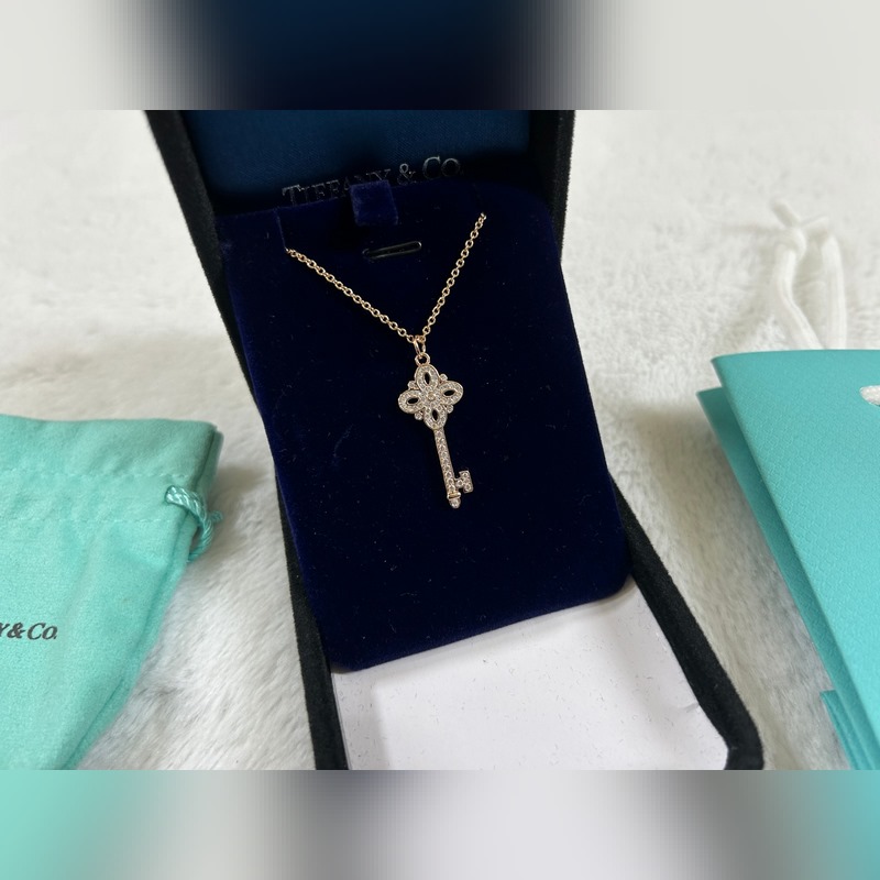 蒂芙尼 Tiffany 小號鑰匙白鑽項鍊 黃金色 玫瑰金色 銀色 長度：40+5