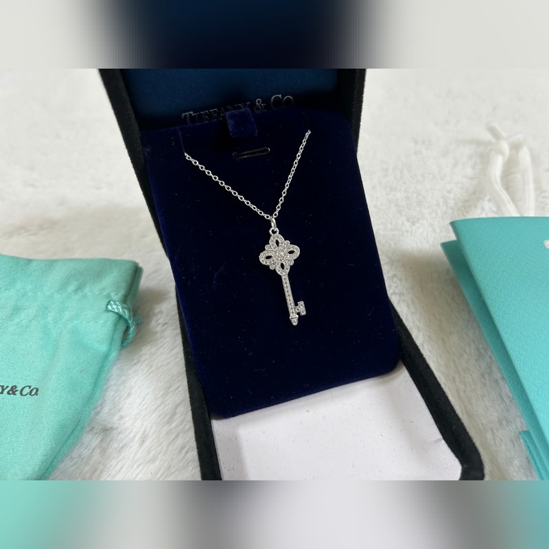 蒂芙尼 Tiffany 小號鑰匙白鑽項鍊 黃金色 玫瑰金色 銀色 長度：40+5