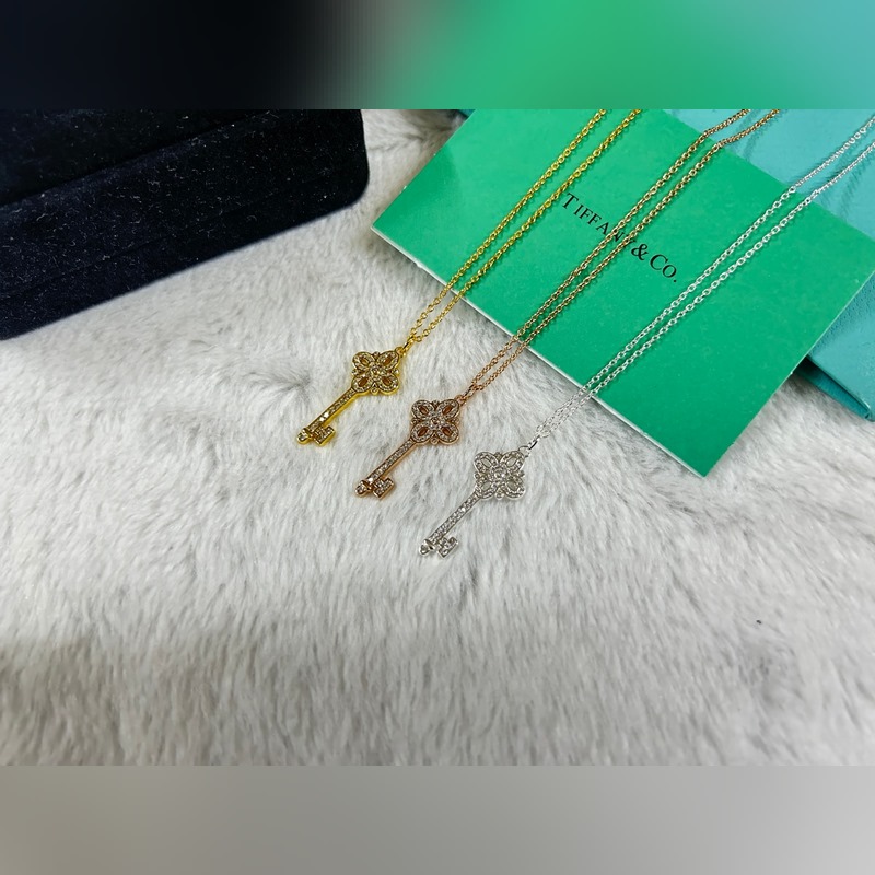 蒂芙尼 Tiffany 小號鑰匙白鑽項鍊 黃金色 玫瑰金色 銀色 長度：40+5