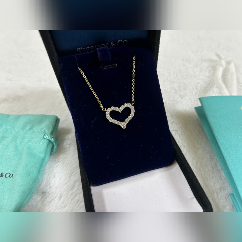 蒂芙尼 Tiffany 中號心形滿鑽項鍊 黃金色 玫瑰金色 銀色