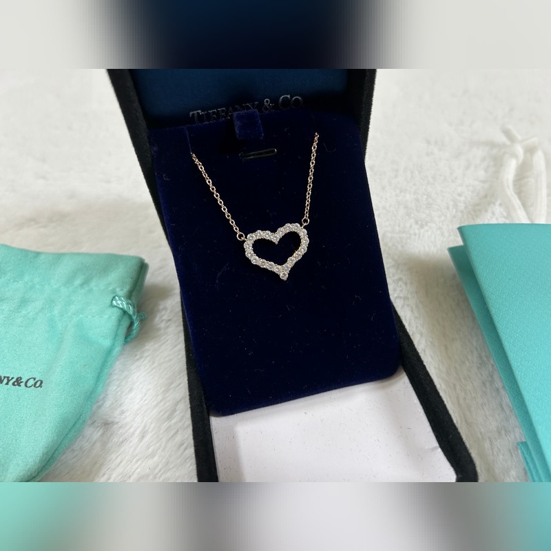 蒂芙尼 Tiffany 中號心形滿鑽項鍊 黃金色 玫瑰金色 銀色