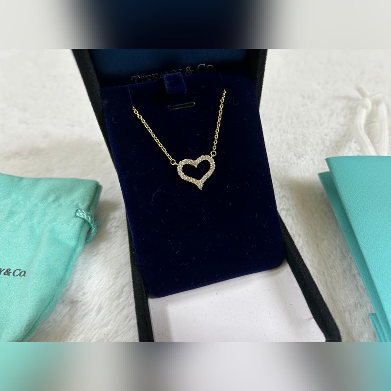 蒂芙尼 Tiffany 小號(hào)心形滿鑽項(xiàng)鍊 黃金色 玫瑰金色 銀色