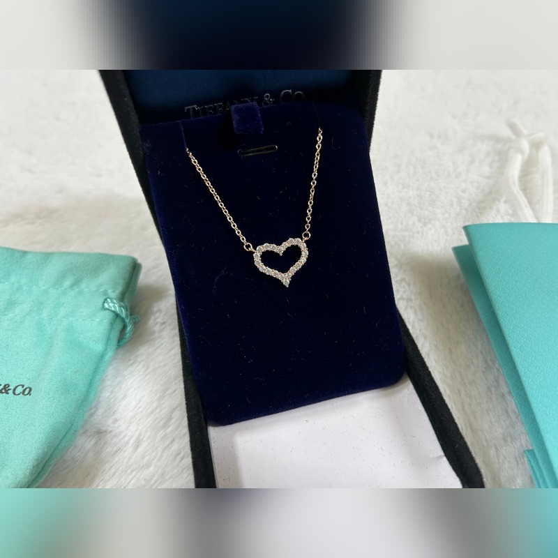 蒂芙尼 Tiffany 小號(hào)心形滿鑽項(xiàng)鍊 黃金色 玫瑰金色 銀色