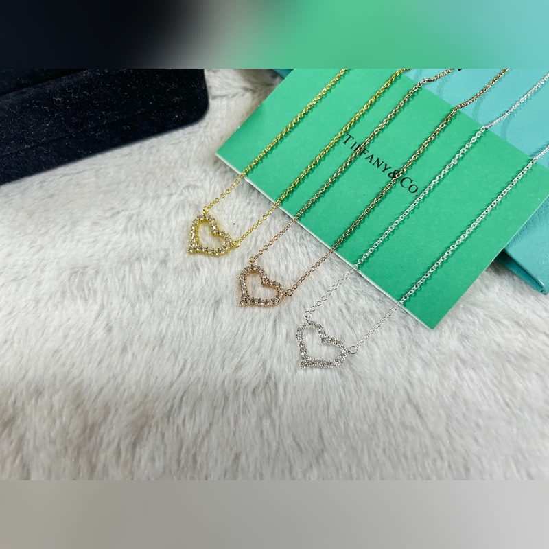 蒂芙尼 Tiffany 小號(hào)心形滿鑽項(xiàng)鍊 黃金色 玫瑰金色 銀色