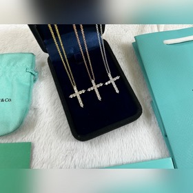 蒂芙尼 Tiffany 十字架滿鑽項鍊 黃金色 玫瑰金色 銀色