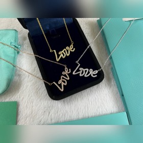 蒂芙尼 Tiffany Love滿鑽字母項鍊 黃金色 玫瑰金色 銀色