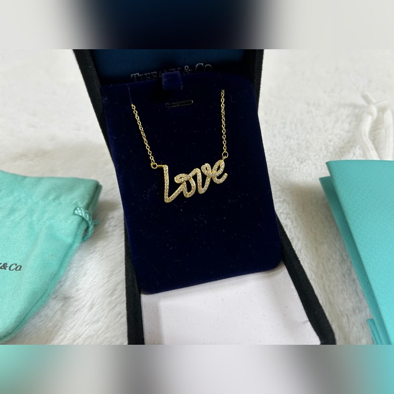 蒂芙尼 Tiffany Love滿鑽字母項鍊 黃金色 玫瑰金色 銀色