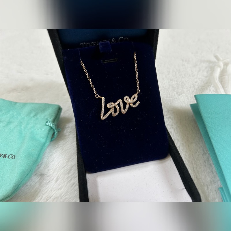 蒂芙尼 Tiffany Love滿鑽字母項鍊 黃金色 玫瑰金色 銀色