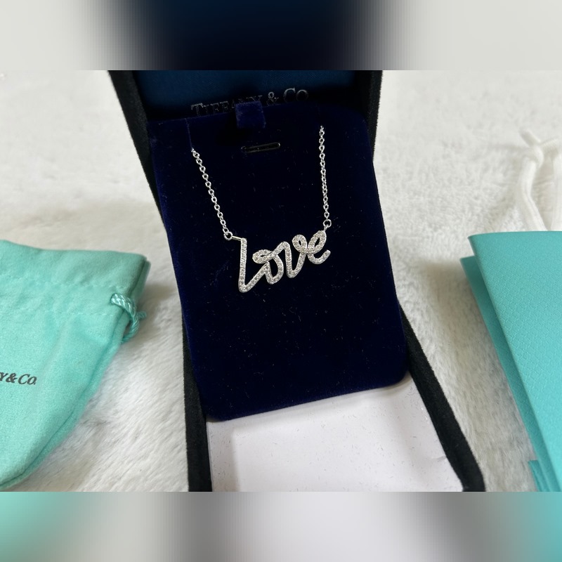 蒂芙尼 Tiffany Love滿鑽字母項鍊 黃金色 玫瑰金色 銀色