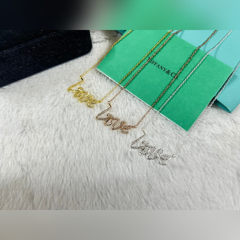 蒂芙尼 Tiffany Love滿鑽字母項鍊 黃金色 玫瑰金色 銀色