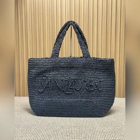 Y家 草編托特購物袋 純收工編織字母logo 空間容量超大 設計簡約大氣 內設有