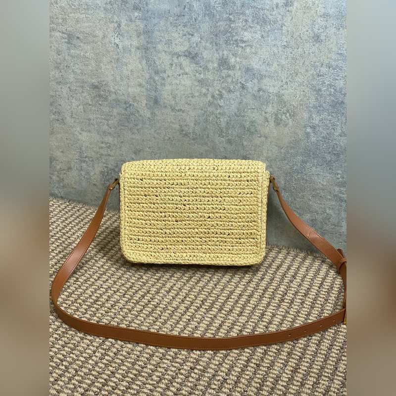 YSL聖羅蘭MONOGRAM 夏日拉菲草 質(zhì)感超好可斜挎 單肩 肩帶可調(diào)節(jié)長(zhǎng)短