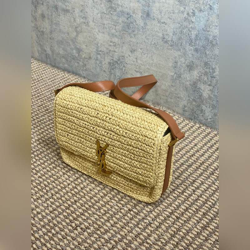 YSL聖羅蘭MONOGRAM 夏日拉菲草 質(zhì)感超好可斜挎 單肩 肩帶可調(diào)節(jié)長(zhǎng)短