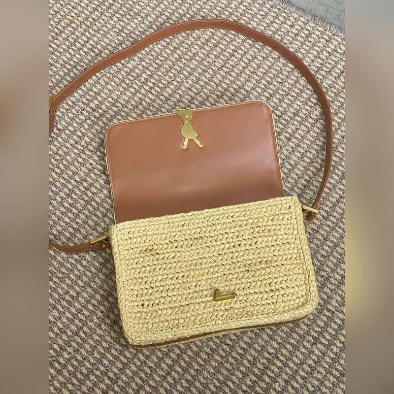 YSL聖羅蘭MONOGRAM 夏日拉菲草 質(zhì)感超好可斜挎 單肩 肩帶可調(diào)節(jié)長(zhǎng)短