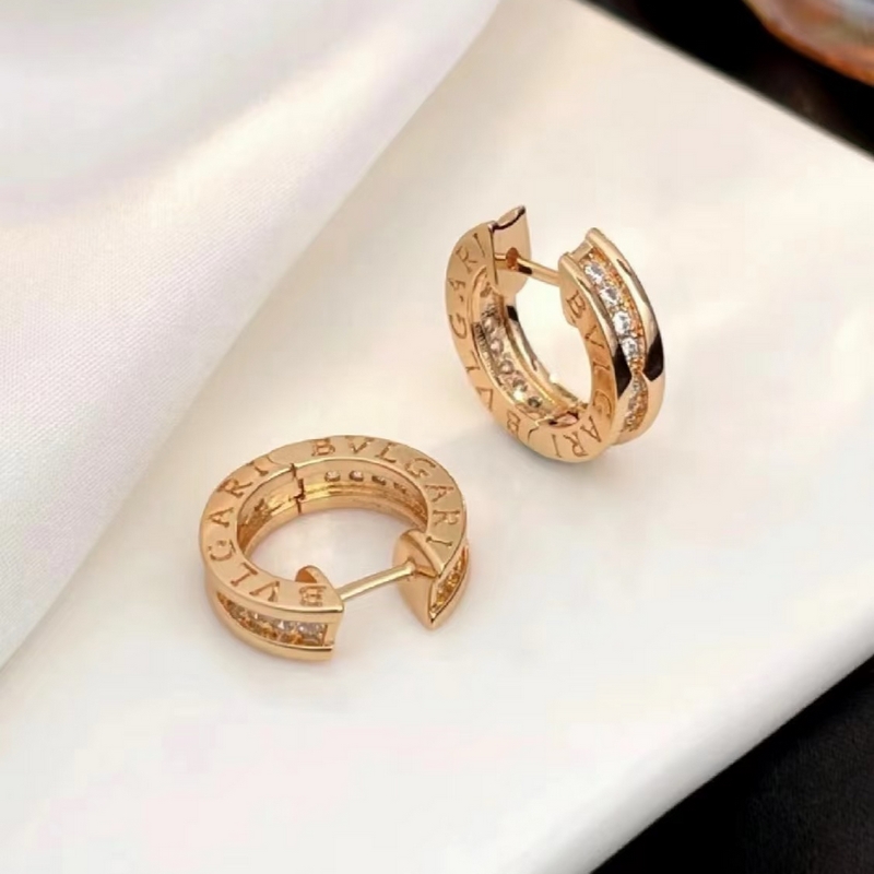 [原單對版] (配全套包裝) 寶格麗新款一排鑽耳環 顔色 黃金 玫瑰金 白金