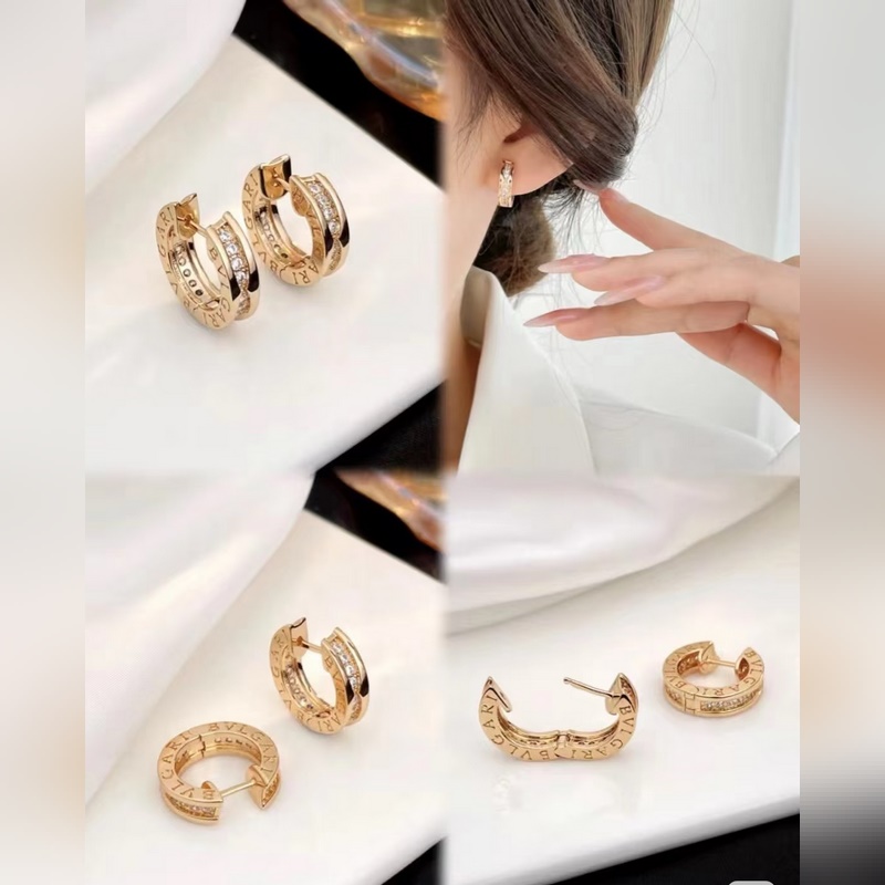 [原單對版] (配全套包裝) 寶格麗新款一排鑽耳環 顔色 黃金 玫瑰金 白金