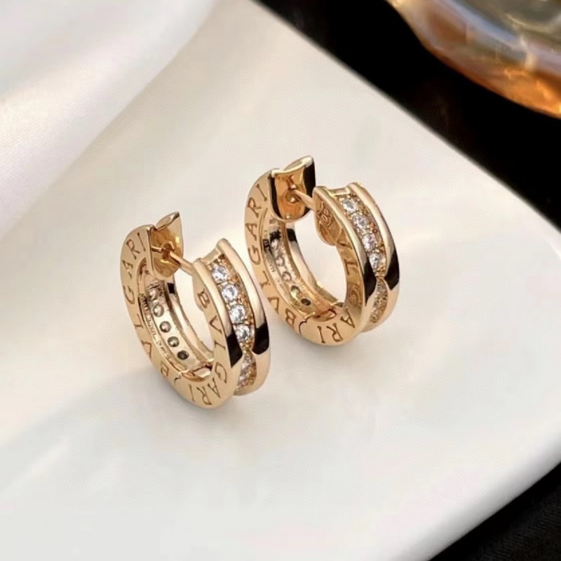 [原單對版] (配全套包裝) 寶格麗新款一排鑽耳環 顔色 黃金 玫瑰金 白金