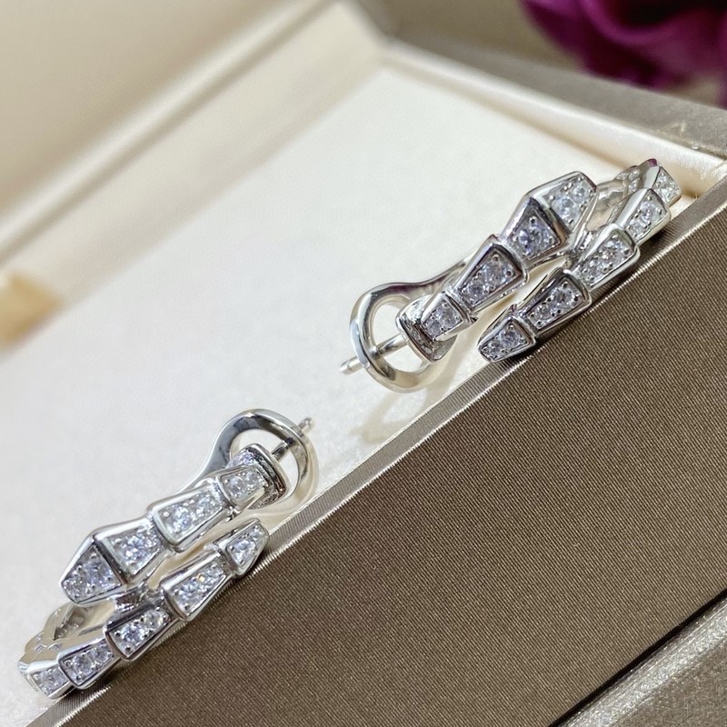 [原單對版] (配全套包裝) BVLGARI寶格麗新款滿鑽細蛇耳拍耳環 真香系