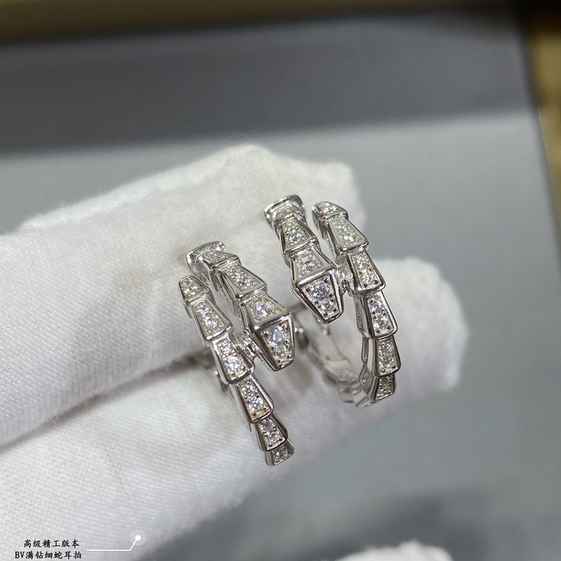 [原單對版] (配全套包裝) BVLGARI寶格麗新款滿鑽細蛇耳拍耳環 真香系