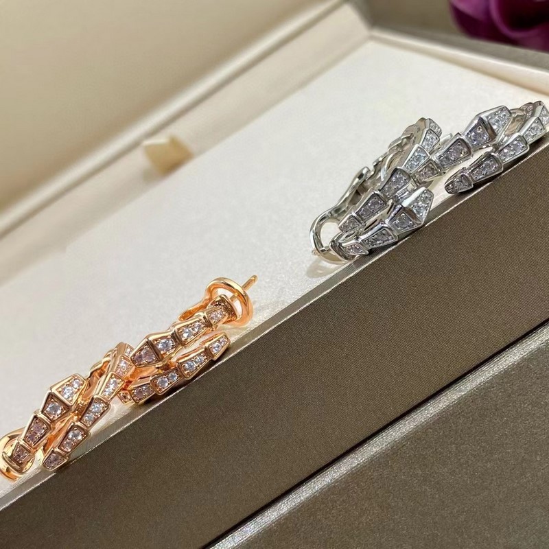 [原單對版] (配全套包裝) BVLGARI寶格麗新款滿鑽細蛇耳拍耳環 真香系