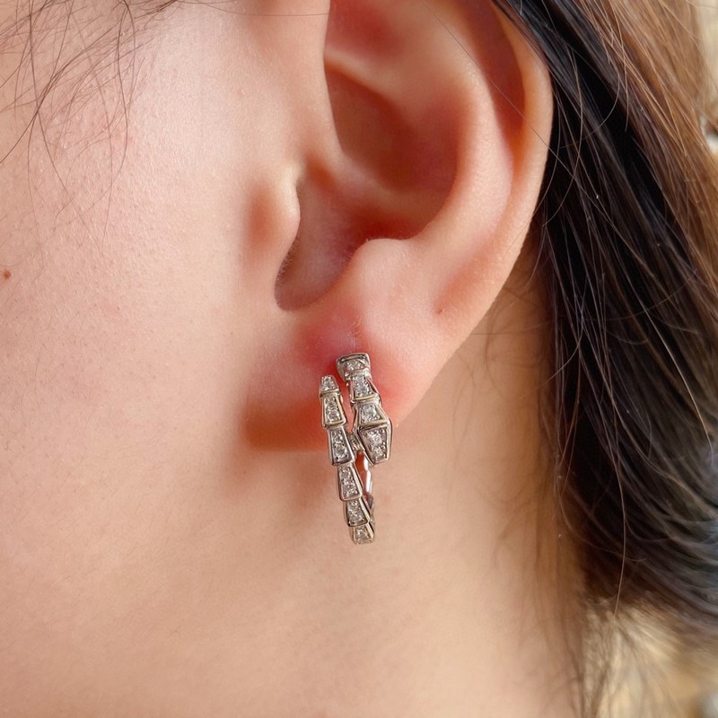 [原單對版] (配全套包裝) BVLGARI寶格麗新款滿鑽細蛇耳拍耳環 真香系