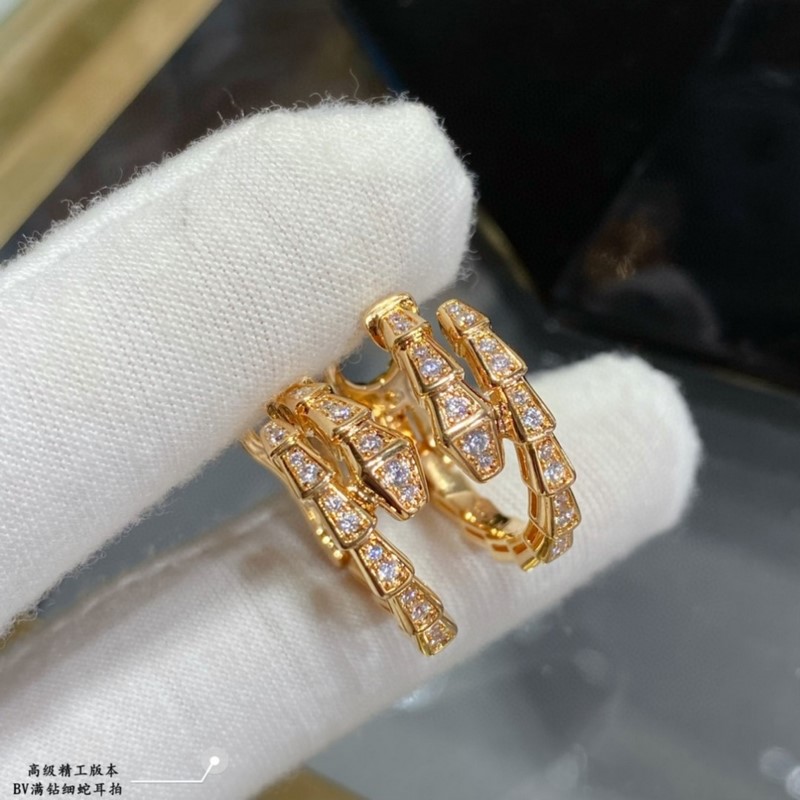 [原單對版] (配全套包裝) BVLGARI寶格麗新款滿鑽細蛇耳拍耳環 真香系