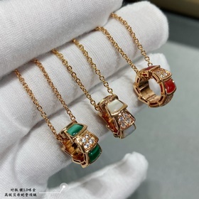 [原單對版] (配全套包裝) 寶格麗高級貝母間隔鑽蛇骨項鍊，高級原版扣 原版刻