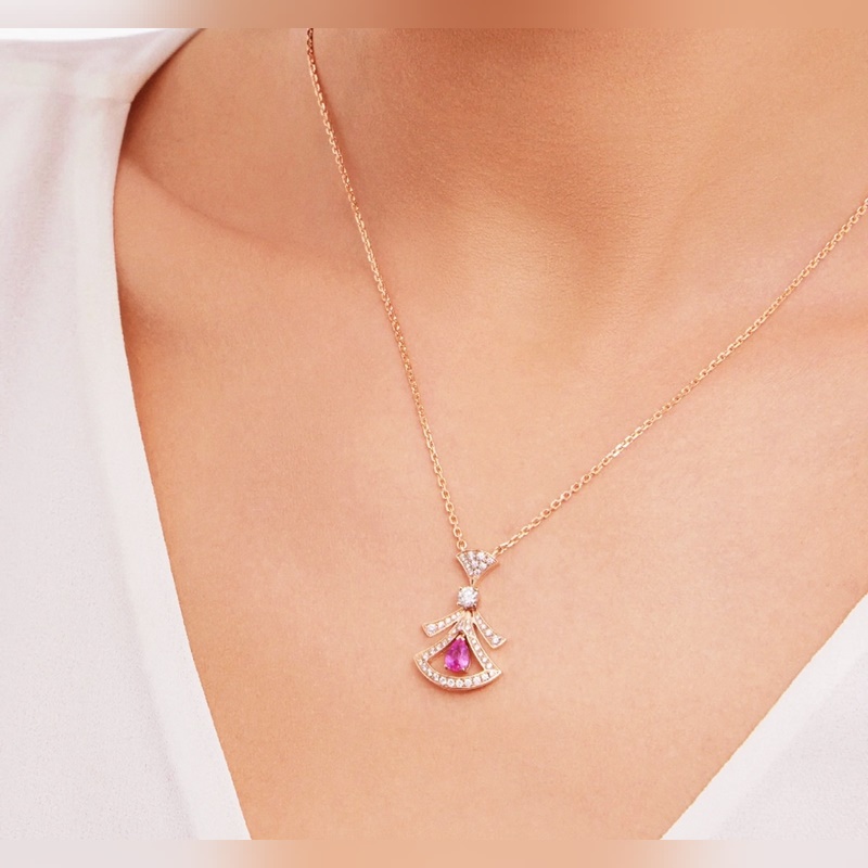 [原單對(duì)版] (配全套包裝) 寶格麗紅扇形裙子項(xiàng)鍊