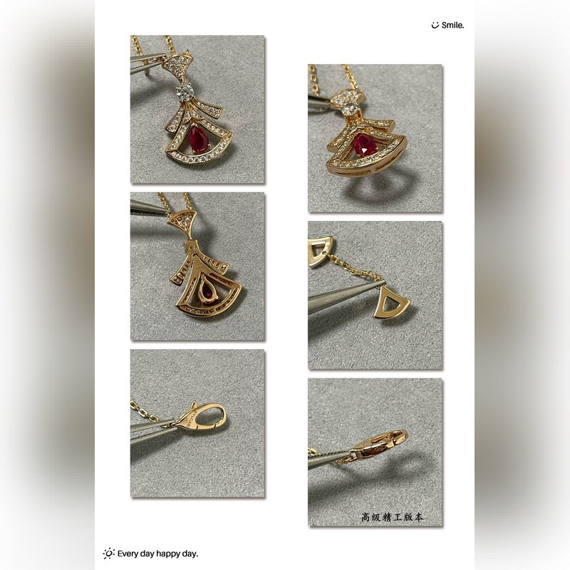 [原單對(duì)版] (配全套包裝) 寶格麗紅扇形裙子項(xiàng)鍊