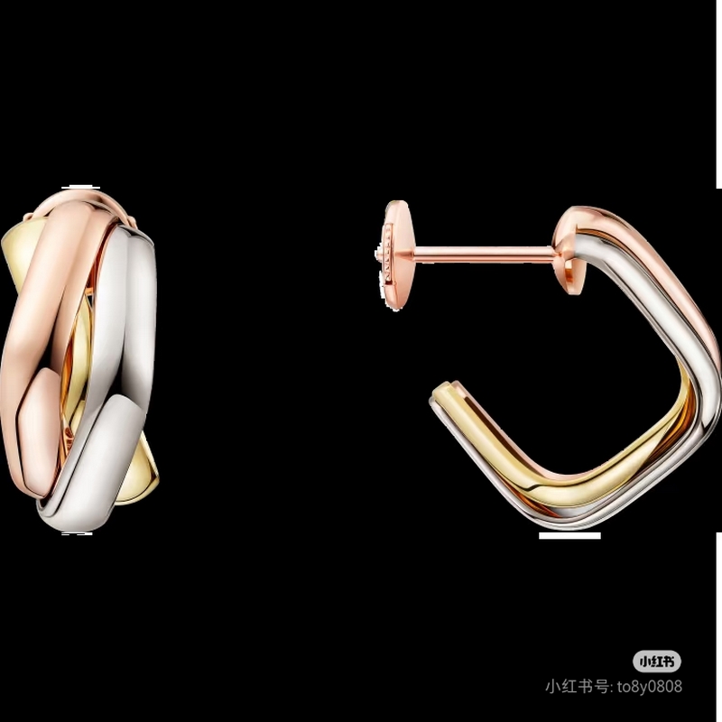 卡地亞 Cartier新款三色耳環