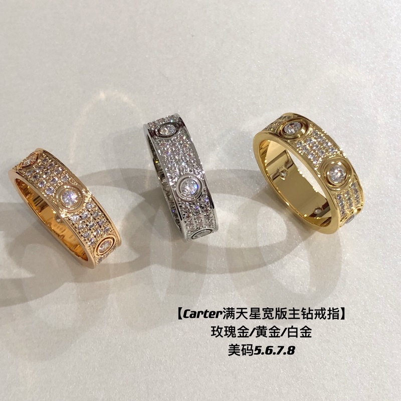 [原單對版] (配全套包裝) 老卡家經(jīng)典love滿天星寬版主鑽戒指，這款太火爆