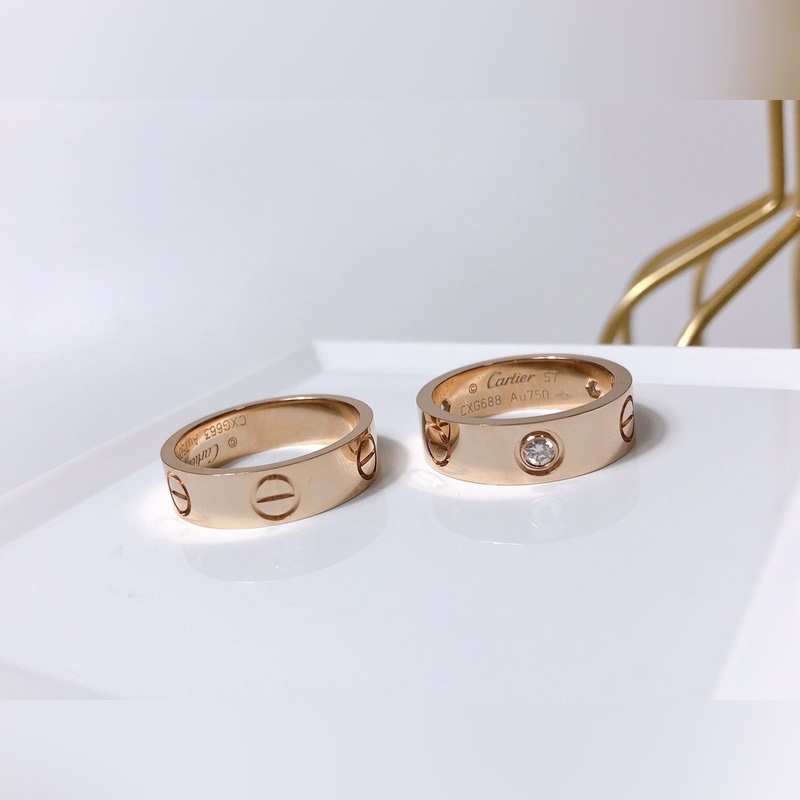 [原單對版] (配全套包裝) 卡地亞 Cartier寬版無鑽，一鑽，三鑽 對戒