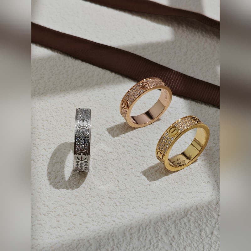 [原單對版] (配全套包裝) 卡地亞 Cartier滿天星戒指寬版窄版