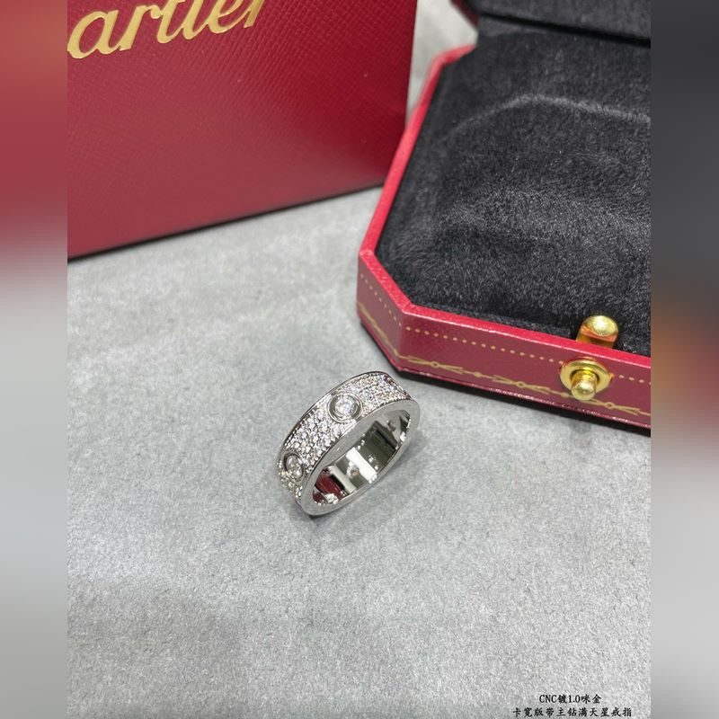 [原單對版] (配全套包裝) 卡地亞 Cartier寬版帶主鑽CNC滿天星戒指