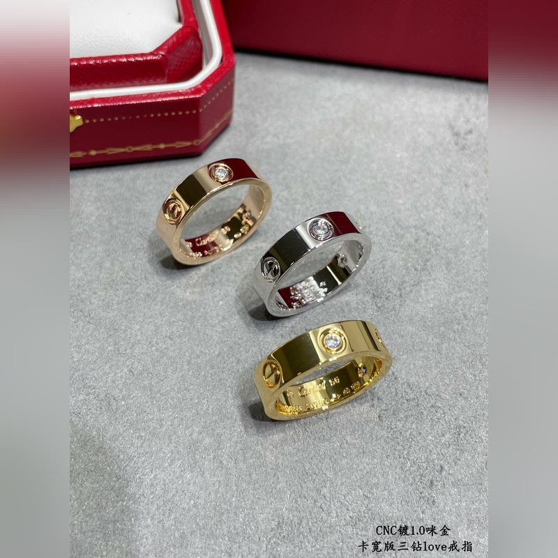 [原單對版] (配全套包裝) 卡地亞 CartierCNC寬版三鑽love釘戒