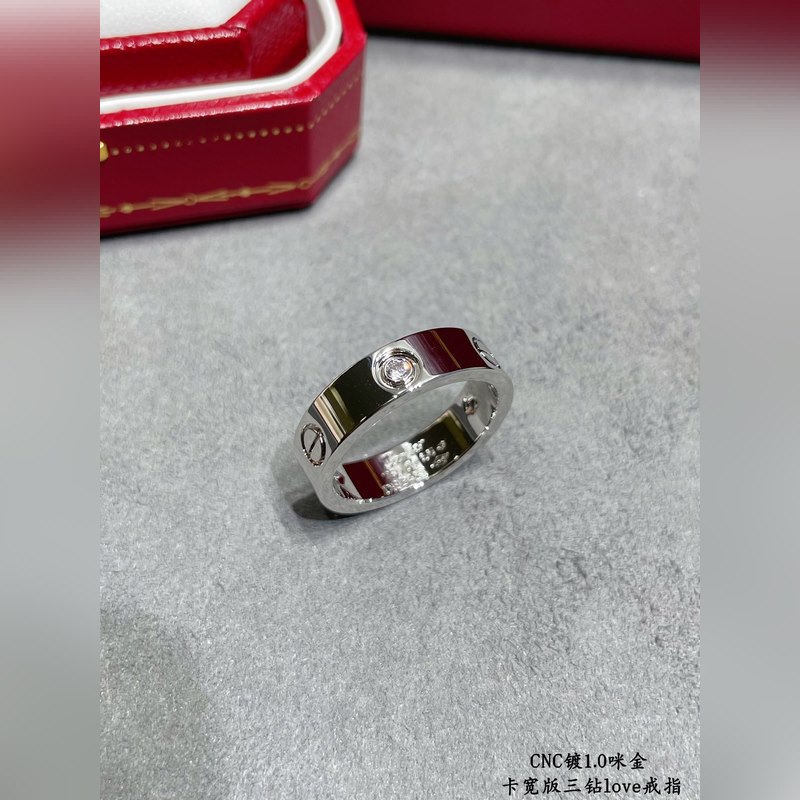 [原單對版] (配全套包裝) 卡地亞 CartierCNC寬版三鑽love釘戒