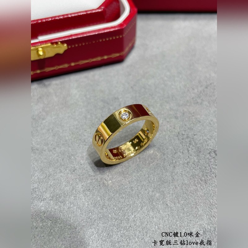 [原單對版] (配全套包裝) 卡地亞 CartierCNC寬版三鑽love釘戒