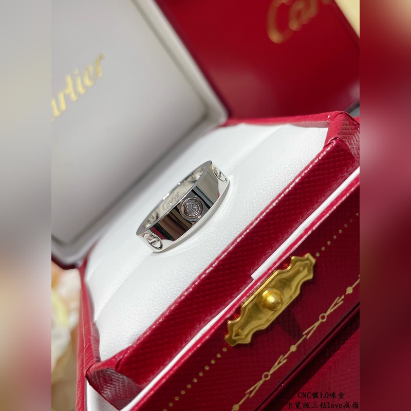 [原單對版] (配全套包裝) 卡地亞 CartierCNC寬版三鑽love釘戒