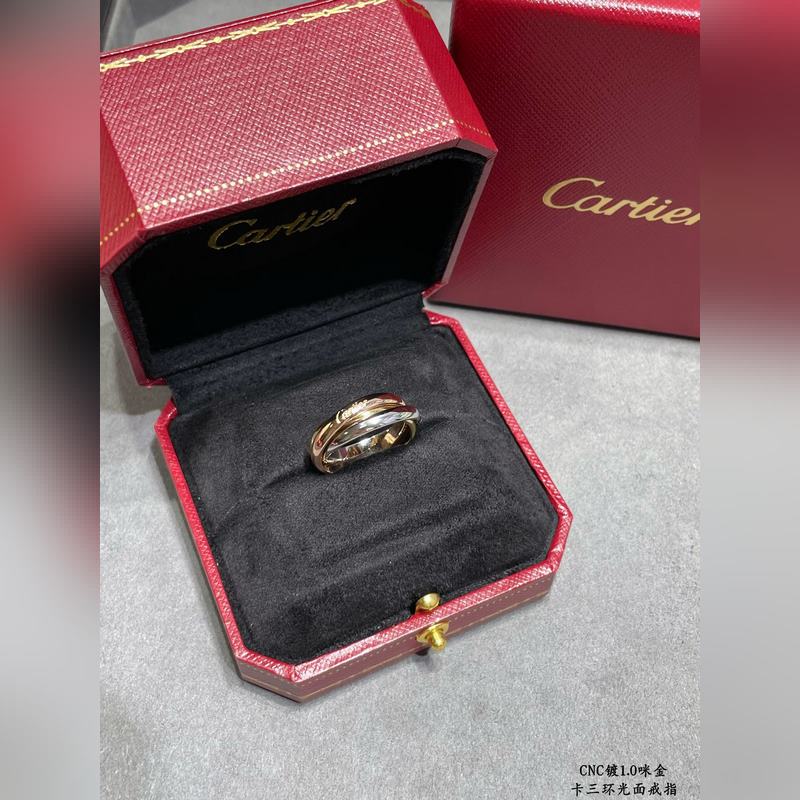 [原單對(duì)版] (配全套包裝) 卡地亞 Cartier三環(huán)無(wú)鑽戒指 人手一枚 環(huán)