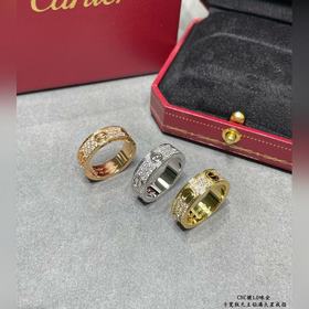 [原單對版] (配全套包裝) 卡地亞 Cartier寬版無主鑽CNC滿天星戒指