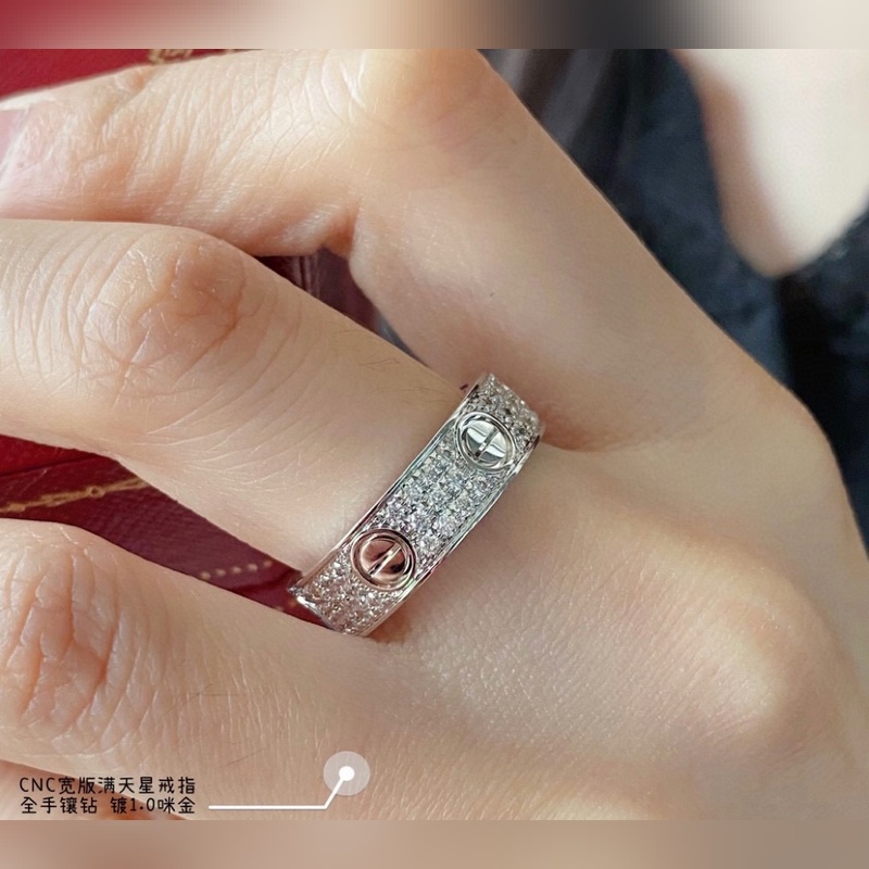 [原單對版] (配全套包裝) 卡地亞 Cartier寬版無主鑽CNC滿天星戒指