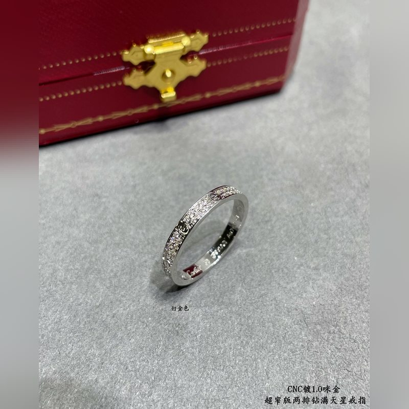 [原單對版] (配全套包裝) 卡地亞 CartierCNC窄版兩排鑽滿天星戒指
