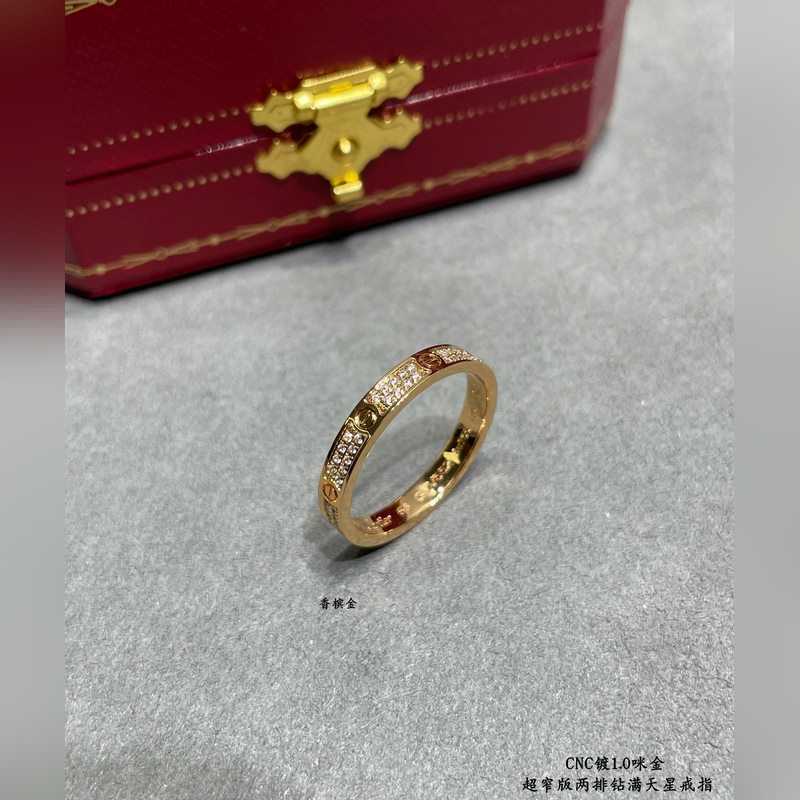 [原單對版] (配全套包裝) 卡地亞 CartierCNC窄版兩排鑽滿天星戒指