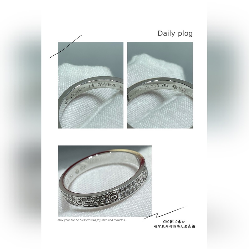 [原單對版] (配全套包裝) 卡地亞 CartierCNC窄版兩排鑽滿天星戒指