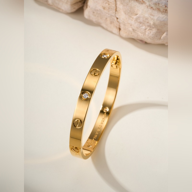 [原單對版] (配全套包裝) 卡地亞 Cartier寬版四鑽手鐲(尺寸16、1