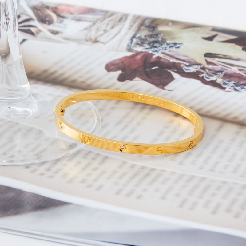 卡地亞 Cartier窄版六鑽手鐲 金黃色 [V金版本] 圈口[16 17 18